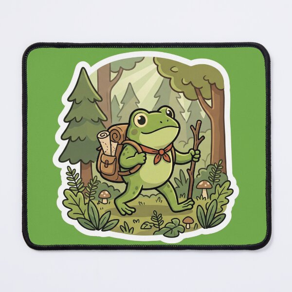 Item preview, Adventure Frog Exploring Forest – Cute Backpack Frog Cartoon Aesthetic designed and sold by ArtsyExplorer.