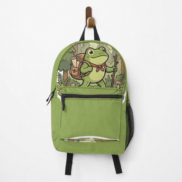 Item preview, Adventure Frog Exploring Forest – Cute Backpack Frog Cartoon Aesthetic designed and sold by ArtsyExplorer.
