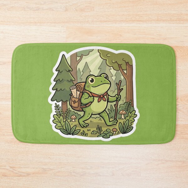 Item preview, Adventure Frog Exploring Forest – Cute Backpack Frog Cartoon Aesthetic designed and sold by ArtsyExplorer.