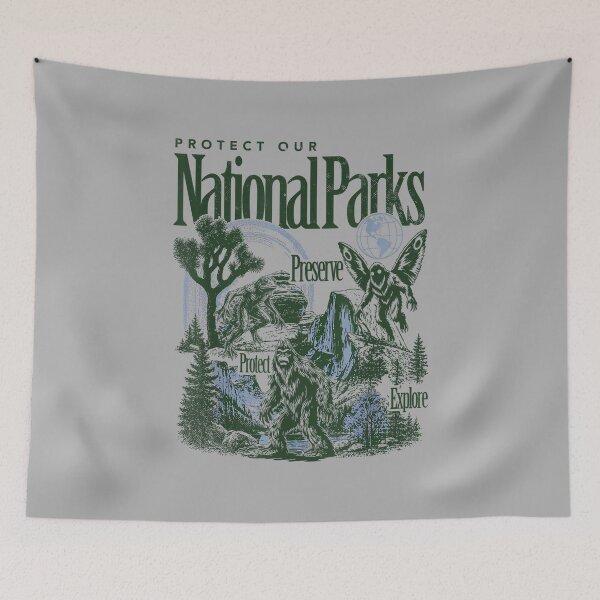 Item preview, Protect Our National Parks Bigfoot Mothman Cryptid designed and sold by ArleneRowe.