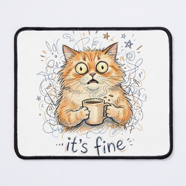 Item preview, Stressed Cat With Coffee designed and sold by LYZ7VANI.