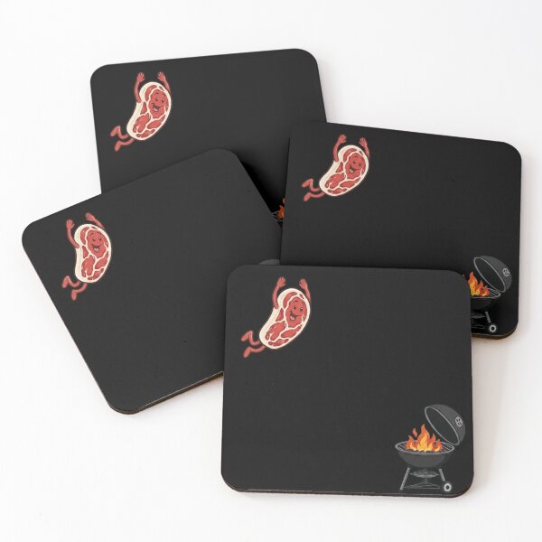 Item preview, Happy Steak Jumping Into BBQ Grill Funny Foodie Art designed and sold by haitrieuic96.