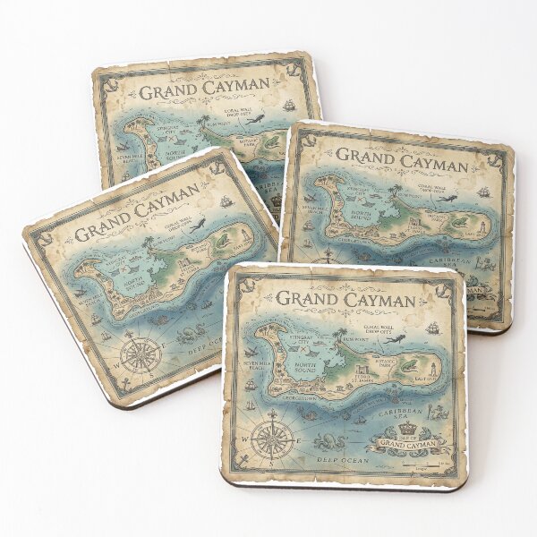 Item preview, Grand Cayman Map Vintage Nautical Treasure Art designed and sold by DuckOddity.