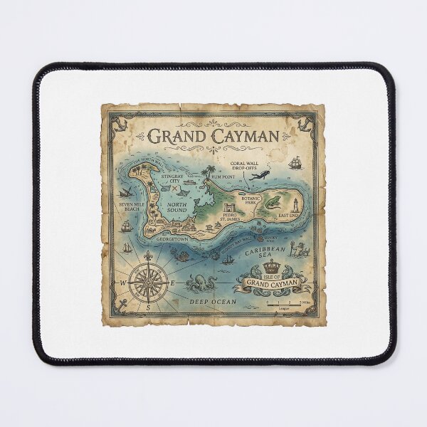 Item preview, Grand Cayman Map Vintage Nautical Treasure Art designed and sold by DuckOddity.