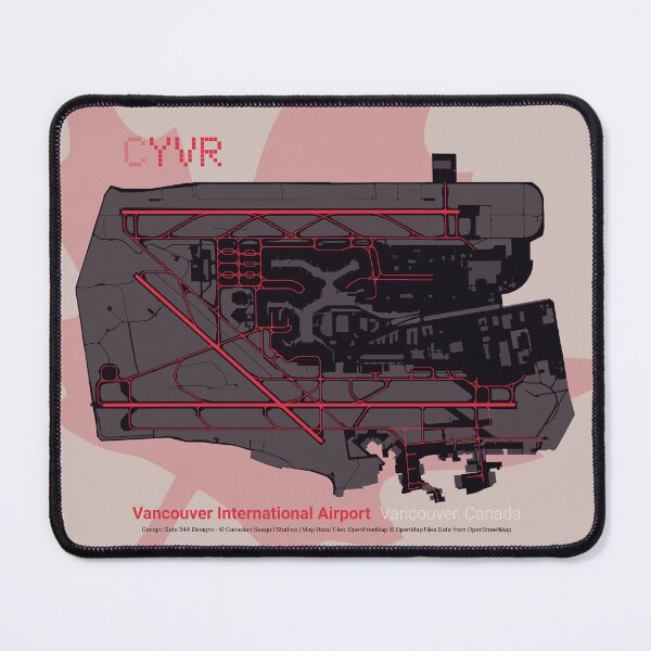 Item preview, Vancouver International Airport YVR/CYVR Map with Maple Leaf designed and sold by Gate 34A Designs.