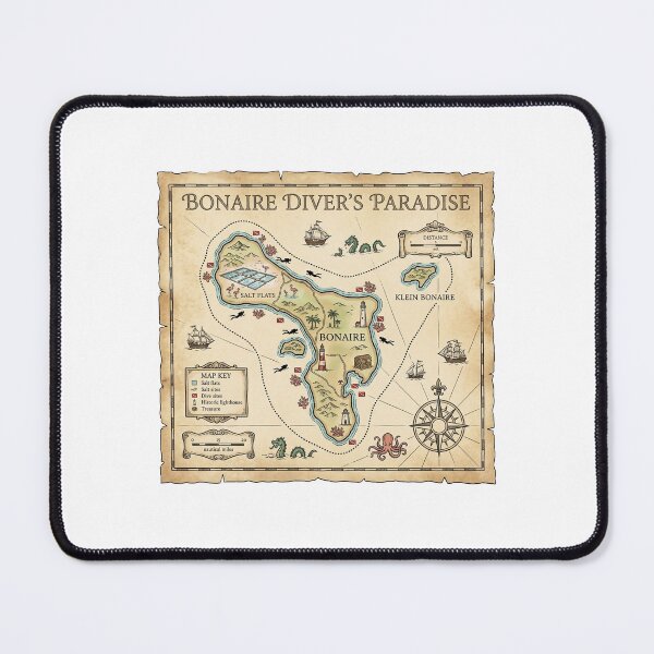 Item preview, Bonaire Map Vintage Nautical Treasure Art designed and sold by DuckOddity.