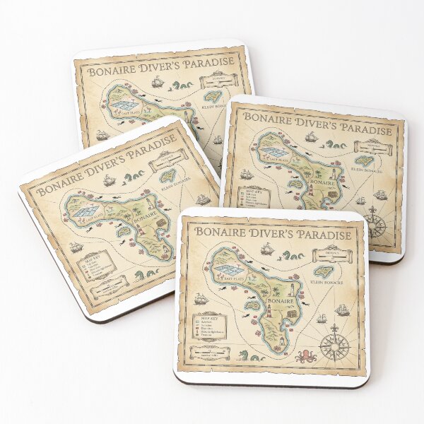 Item preview, Bonaire Map Vintage Nautical Treasure Art designed and sold by DuckOddity.