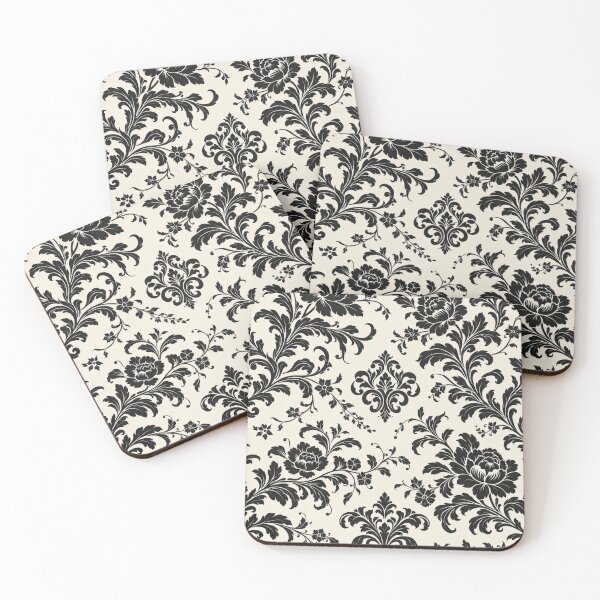 Item preview, Black and White Floral Damask Pattern | Elegant Vintage Botanical Design designed and sold by Ve state official.