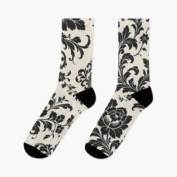 Item preview, Black and White Floral Damask Pattern | Elegant Vintage Botanical Design designed and sold by Ve state official.