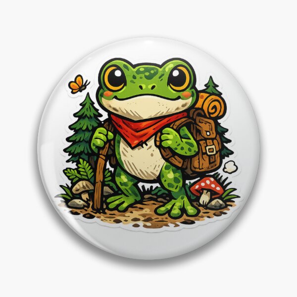Item preview, Adventure Frog Exploring Forest – Cute Backpack Frog Cottagecore Aesthetic designed and sold by ArtsyExplorer.