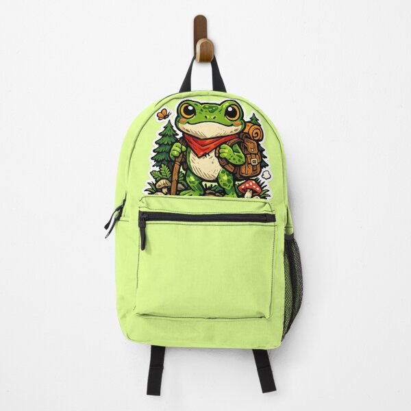 Item preview, Adventure Frog Exploring Forest – Cute Backpack Frog Cottagecore Aesthetic designed and sold by ArtsyExplorer.