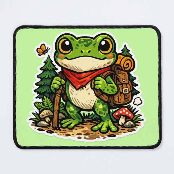 Item preview, Adventure Frog Exploring Forest – Cute Backpack Frog Cottagecore Aesthetic designed and sold by ArtsyExplorer.