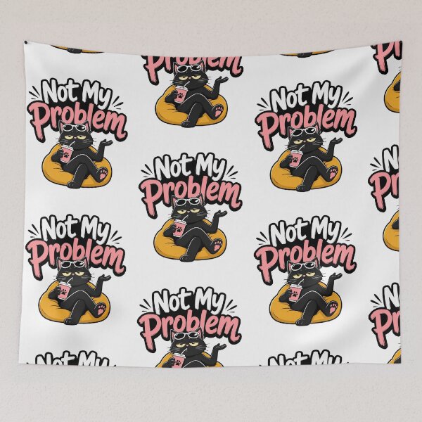 Item preview, Not My Problem Funny Black Cat Sarcastic Quote designed and sold by Sitred123.