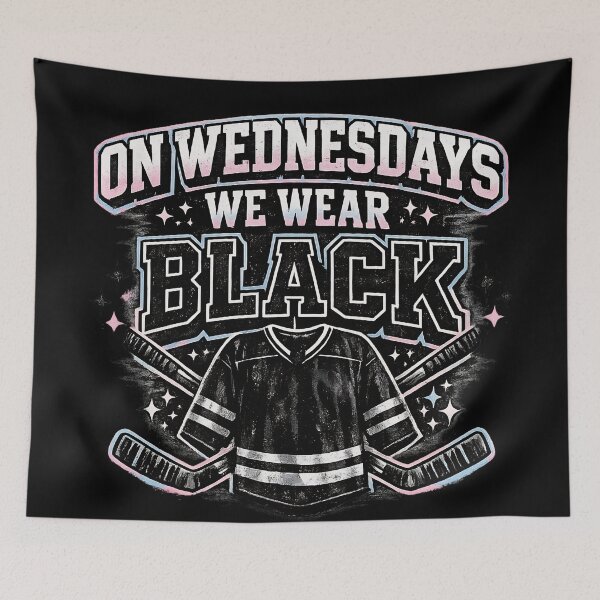 Item preview, On Wednesdays We Wear Black Hockey Varsity Trans Pride Shirt designed and sold by EchoPrint Co..