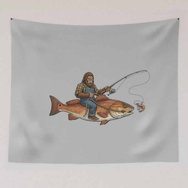Item preview, Redfish Fishing Bigfoot Riding Fisherman Funny Angler designed and sold by mjohnson9.