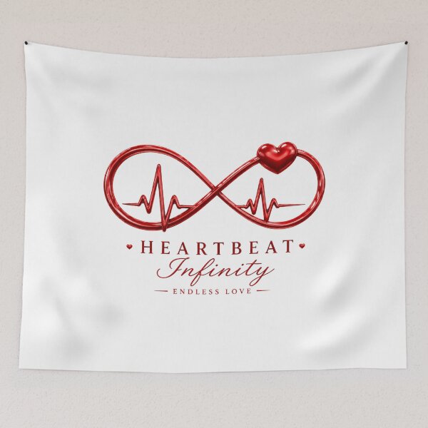 Item preview, Heartbeat Infinity – Heartbeat Line Forming Infinity Symbol, Endless Love Illustration for Couples designed and sold by JagrDesigns.