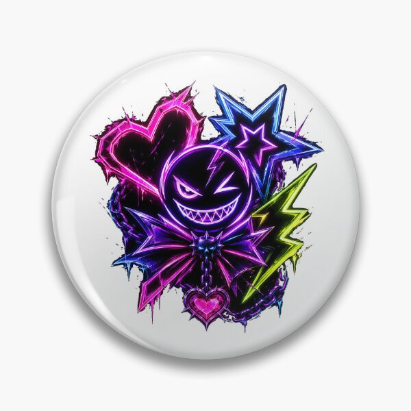Item preview, Neon Cyberpunk Smiley Heart Emblem designed and sold by smktheduck.