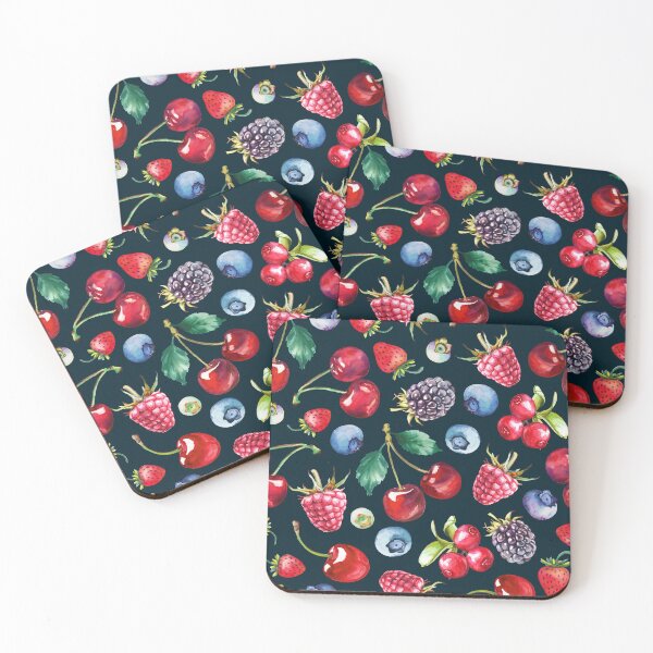 Item preview, Watercolor summer berries on dark designed and sold by art-tee-ua.