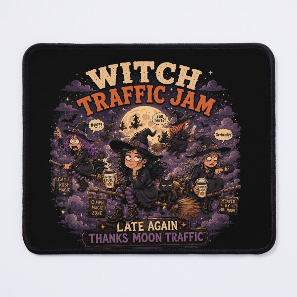 Item preview, Witch Traffic Jam Funny Halloween Broom Design designed and sold by MotylekAnia.