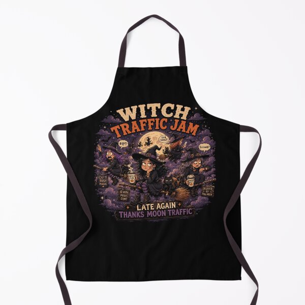 Item preview, Witch Traffic Jam Funny Halloween Broom Design designed and sold by MotylekAnia.