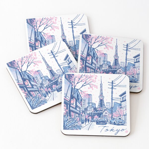 Item preview, Tokyo Sakura Street – Vintage Japanese City Illustration designed and sold by YohakuPause.