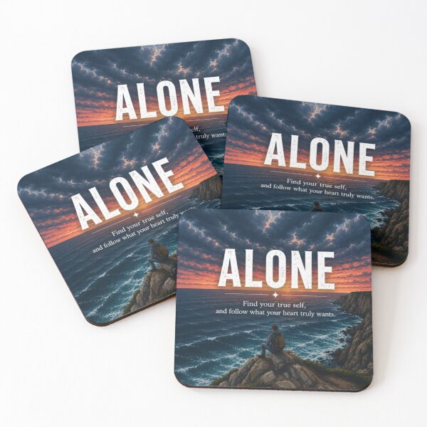 Item preview, ALONE Ocean Sunset Aesthetic | Self Discovery Solitude Quote Design designed and sold by NovaInfinityStudio.
