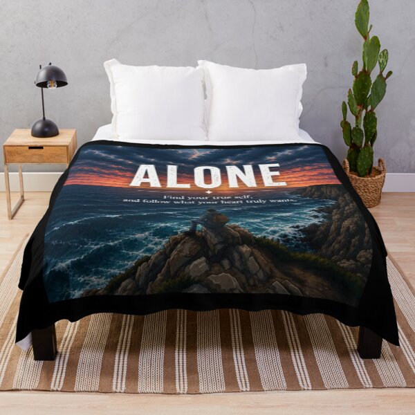 Item preview, ALONE Ocean Sunset Aesthetic | Self Discovery Solitude Quote Design designed and sold by NovaInfinityStudio.