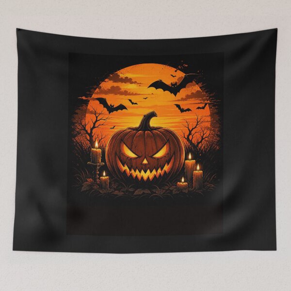 Item preview, d-Evil Pumpkin Sunset Halloween Spooky Bat Aesthetic Design designed and sold by MotylekAnia.