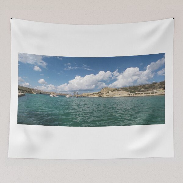 Item preview, Turquoise Harbor With Boats And Historic Stone Fort Under A Dramatic Cloudy Sky designed and sold by Nmallia.