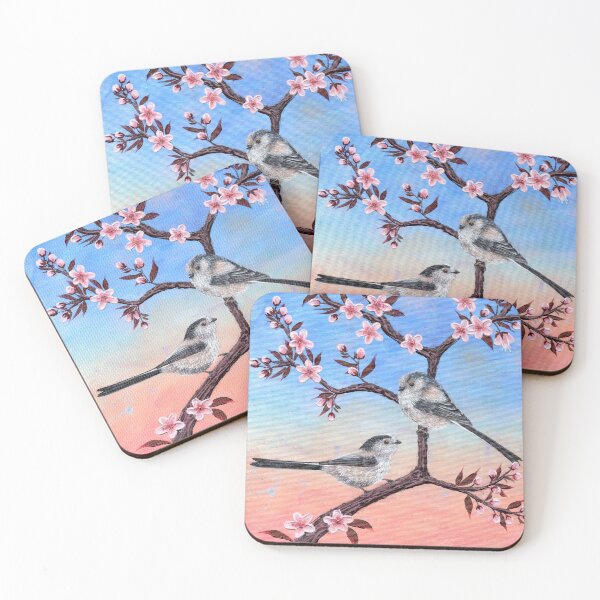 Item preview, Cherry Blossom Long-tailed Tits designed and sold by CharlotteJade.