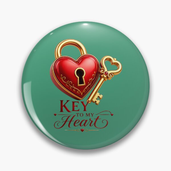 Item preview, Key to My Heart – Heart-Shaped Lock with Golden Key, Romantic Love Illustration for Couples designed and sold by JagrDesigns.