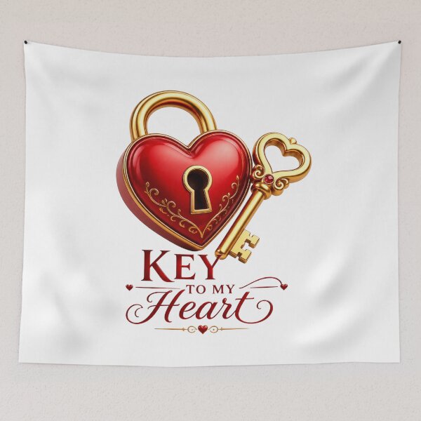 Item preview, Key to My Heart – Heart-Shaped Lock with Golden Key, Romantic Love Illustration for Couples designed and sold by JagrDesigns.