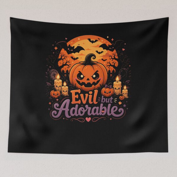 Item preview, D-Evil but Adorable Cute Halloween Pumpkin Spooky Kawaii Design designed and sold by MotylekAnia.