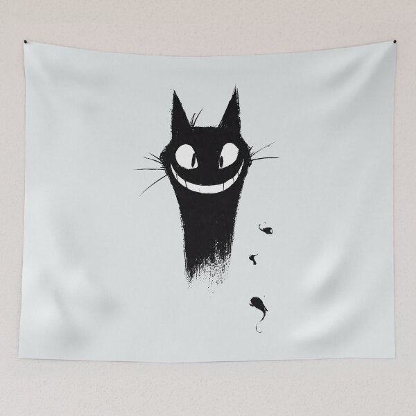 Item preview, Mischievous Black Cat Grin - Cheeky Minimalist Cat Art designed and sold by PixelQ.