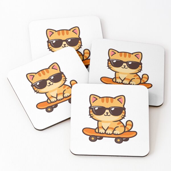 Item preview, Cool Cat on Skateboard Cute Orange Tabby with Sunglasses Skater designed and sold by Owcomm.