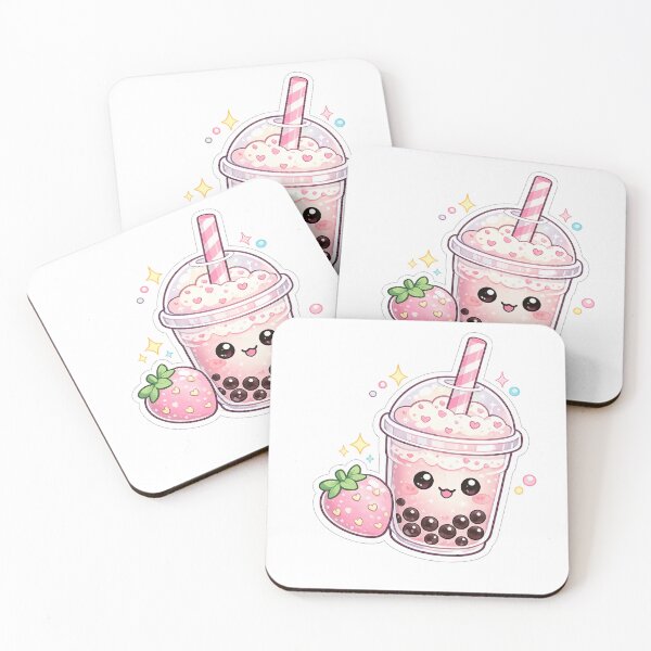 Artikelvorschau, Niedlicher Erdbeer-Bubble-Tea-Cartoon-Aufkleber entworfen und verkauft von NAVOZKA.