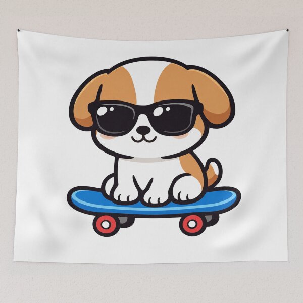 Item preview, Cool Puppy on Skateboard with Sunglasses Cute Kawaii Dog Skater designed and sold by Owcomm.