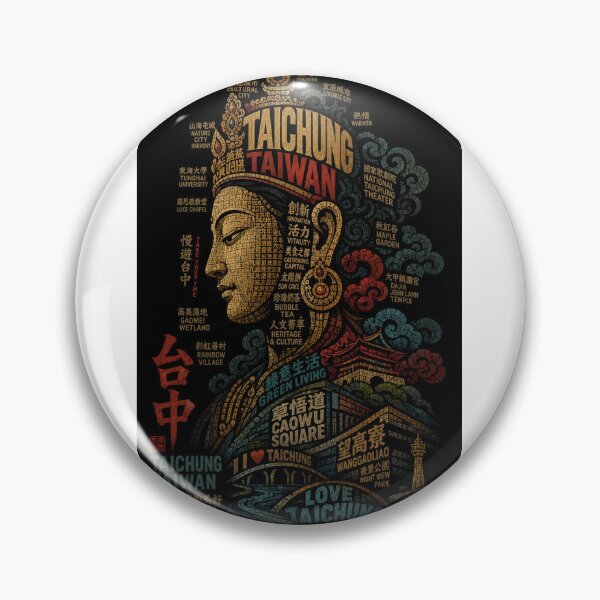 Item preview, Taichung Taiwan Cultural Landmarks Typography Portrait designed and sold by Places On Earth.