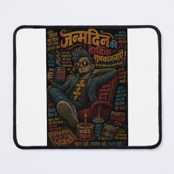 Item preview, Janmadin Mubarak Hindi Birthday Celebration Typography designed and sold by Places On Earth.