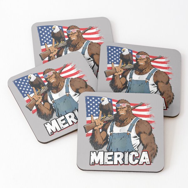 Item preview, Bigfoot Merica Rock American Flag Patriotic 4th of July designed and sold by GreggRoss.