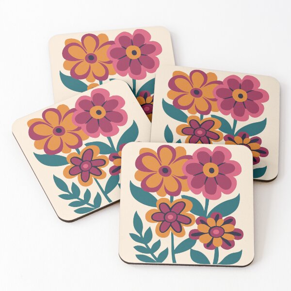 Item preview, Groovy flower bouquet, retro floral print designed and sold by CroesCreations.