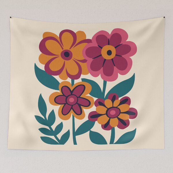 Item preview, Groovy flower bouquet, retro floral print designed and sold by CroesCreations.