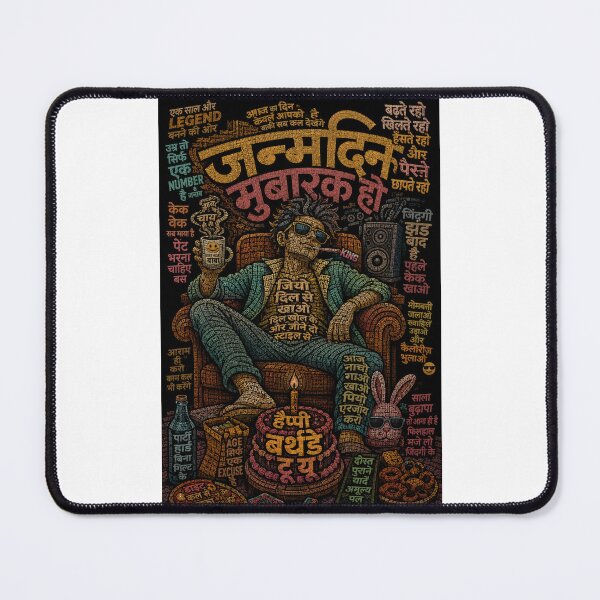 Item preview, Janmadin Mubarak Hindi Party King Birthday Typography designed and sold by Places On Earth.