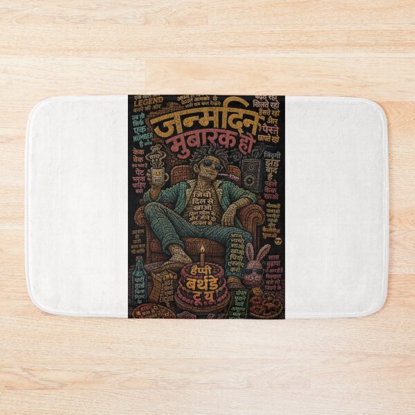 Artikelvorschau, Janmadin Mubarak Hindi Party King Geburtstag Typografie entworfen und verkauft von Places On Earth.