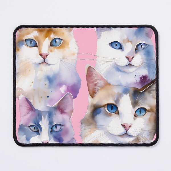 Item preview, Four Fluffy Watercolor Cats Portrait Art designed and sold by Paolo-Bandal.