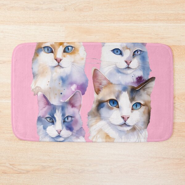 Item preview, Four Fluffy Watercolor Cats Portrait Art designed and sold by Paolo-Bandal.