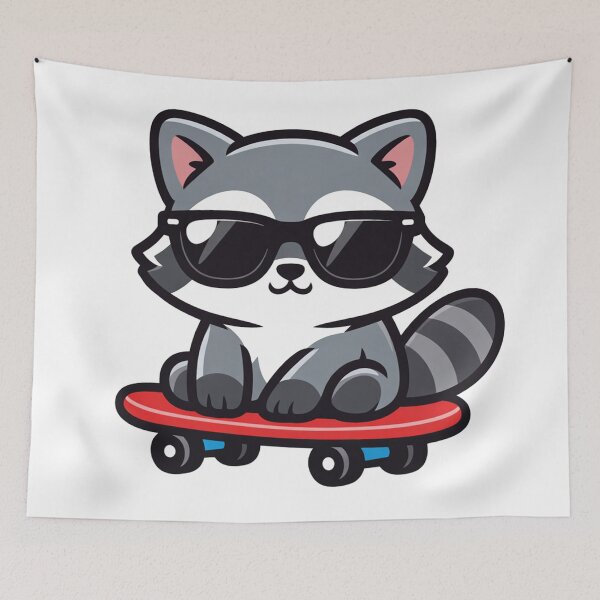 Item preview, Cool Raccoon on Skateboard Cute Animal with Sunglasses designed and sold by Owcomm.
