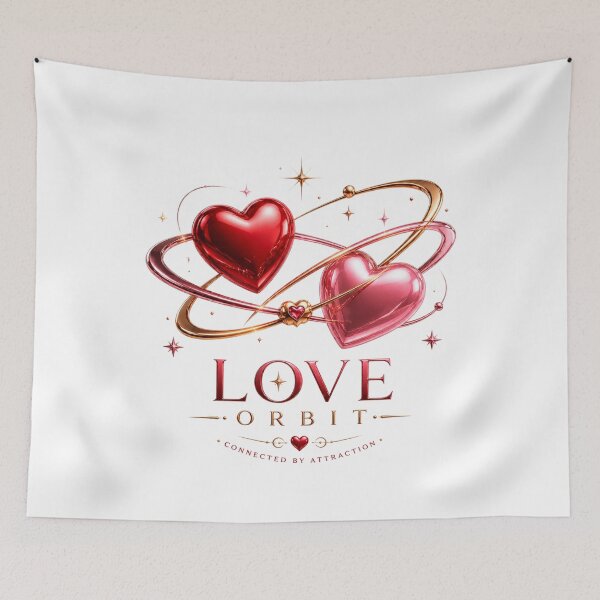 Item preview, Love Orbit – Two Hearts Circling Each Other, Cosmic Romantic Connection Illustration for Couples designed and sold by JagrDesigns.