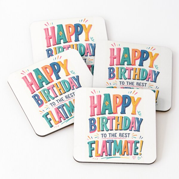 Item preview, Happy Birthday To The Best Flatmate Colorful Typography designed and sold by Places On Earth.
