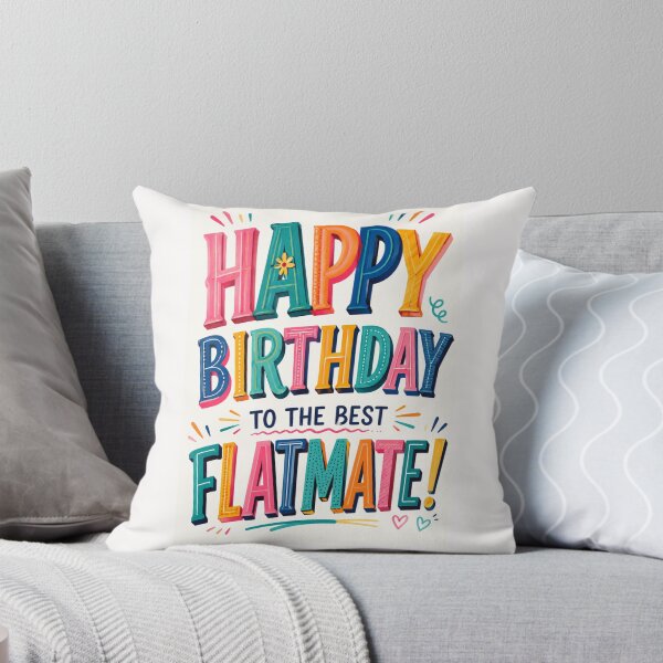 Item preview, Happy Birthday To The Best Flatmate Colorful Typography designed and sold by Places On Earth.